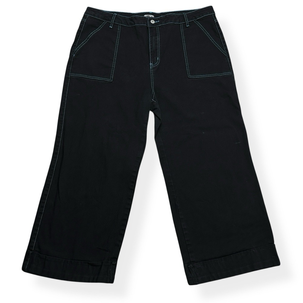 Hot Topic Grunge Utility Wide Leg Baggy Pants 22 Black Style Goth Streetwear Y2K